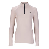Light pink long-sleeve equestrian base layer with a quarter zip on a white background
